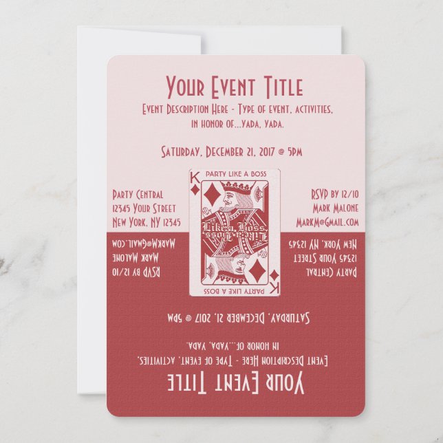 Invitación Fiesta de la Noche del Juego Divertido (Reverso)