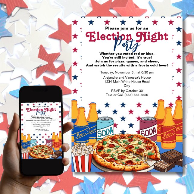 Invitación Fiesta de la noche electoral de pizza y cerveza 20 (Subido por el creador)