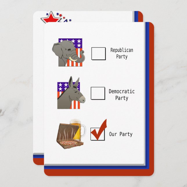 Invitación Fiesta de la noche electoral política (Anverso / Reverso)