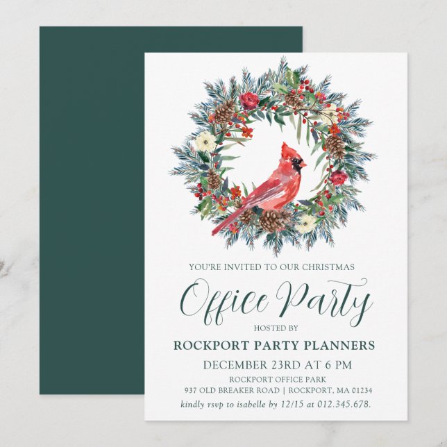 Invitación Fiesta de la Oficina de Navidades del Cardenal Roj (Anverso / Reverso)