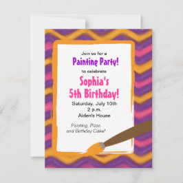 Invitación Fiesta de la pintura para el cumpleaños del Chica