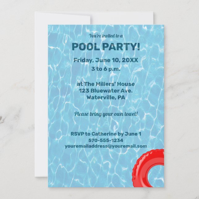 Invitación Fiesta de la piscina bajo el agua (Anverso)