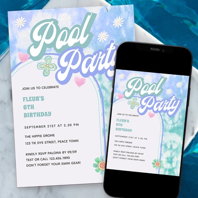 Invitación Fiesta de la piscina Cualquier adulto mayor (Subido por el creador)
