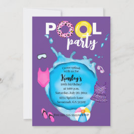 Invitación Fiesta de la piscina Cumpleaños Splash Leopard Swi
