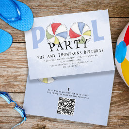 Invitación Fiesta de la piscina Cumpleaños Verano Trendy Wate