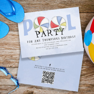 Invitación Fiesta de la piscina Cumpleaños Verano Trendy Wate