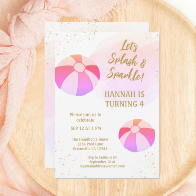 Invitación Fiesta de la piscina de agua con salpicaduras y ma (Subido por el creador)