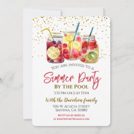 Invitación Fiesta de la piscina de cócteles de frutas de vera