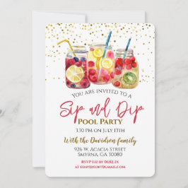 Invitación Fiesta de la piscina de cócteles Sip and Dip Fruit