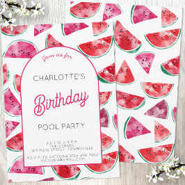 Invitación Fiesta de la piscina de cumpleaños de la sandía