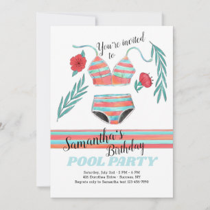 Invitación Fiesta de la piscina de cumpleaños de Summer Vibes
