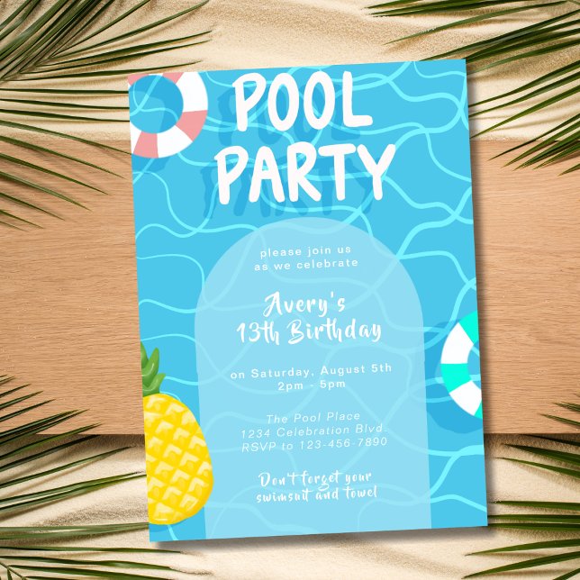 Invitación Fiesta de la piscina de cumpleaños de verano (Subido por el creador)