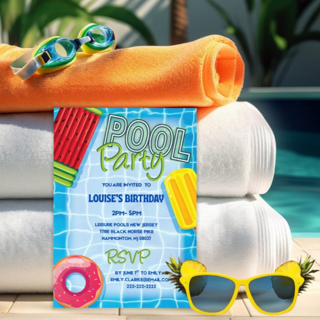 Invitación Fiesta de la piscina de cumpleaños de verano (Subido por el creador)