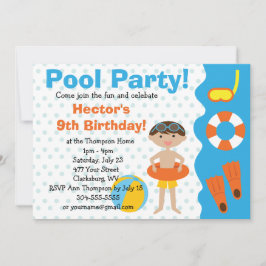 Invitación Fiesta de la piscina de cumpleaños del Personaliza