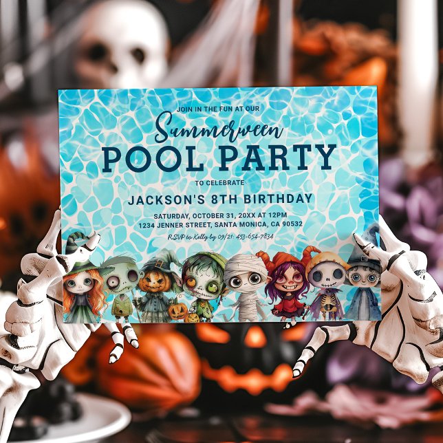 Invitación Fiesta de la piscina de cumpleaños Halloween para  (Subido por el creador)