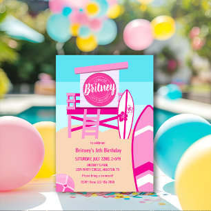 Invitación Fiesta de la piscina de cumpleaños Malibu Beach Do