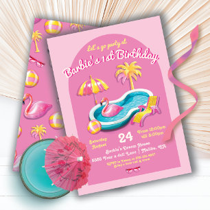 Invitación Fiesta de la piscina de cumpleaños Malibu Beach Do