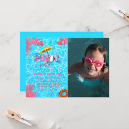 Invitación Fiesta de la piscina de cumpleaños tropical