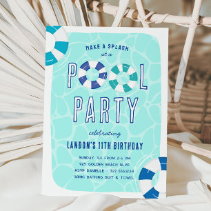 Invitación Fiesta de la piscina de cumpleaños tropical
