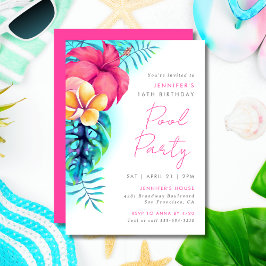 Invitación Fiesta de la piscina de flores de la isla tropical