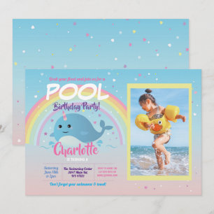 Invitación Fiesta de la piscina de fotos de Narwhale Flota de