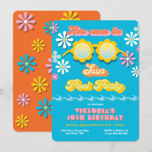 Invitación Fiesta de la piscina de margarita de los años 60 d