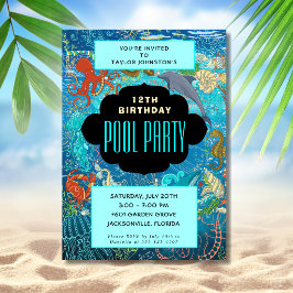 Invitación Fiesta de la piscina de natación de cumpleaños Oce