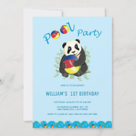 Invitación Fiesta de la piscina de oso de Cute Panda Primer C