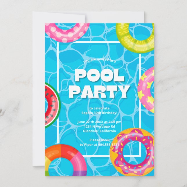 Invitación Fiesta de la Piscina de Palm Springs (Anverso)
