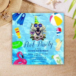 Invitación Fiesta de la piscina de perro lindo