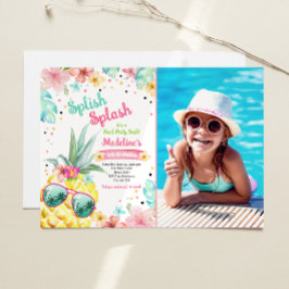Invitación Fiesta de la piscina de piña de Luau en Hawái Chic