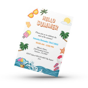 Invitación Fiesta de la piscina de playa familiar de verano
