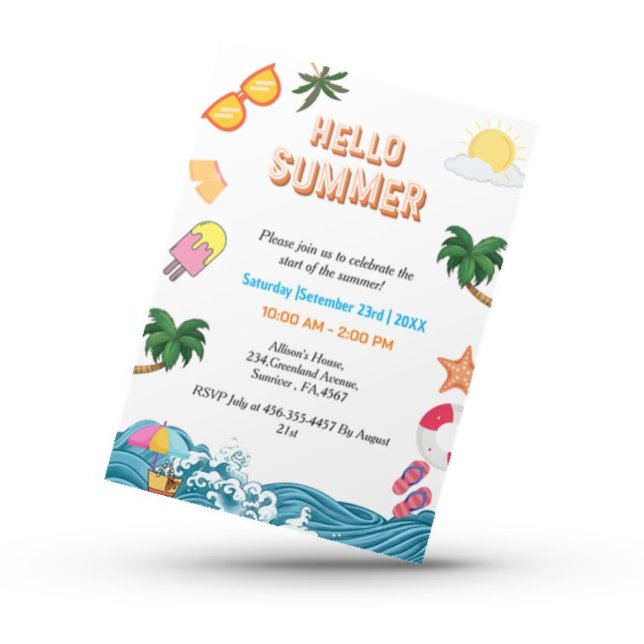 Invitación Fiesta de la piscina de playa familiar de verano (Subido por el creador)