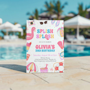 Invitación Fiesta de la piscina de salpicaduras tropicales Cu