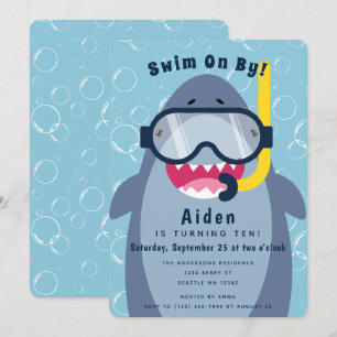 Invitación Fiesta de la piscina de tiburones bandidos