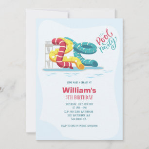 Invitación Fiesta de la piscina de tobogán acuático de Waterp