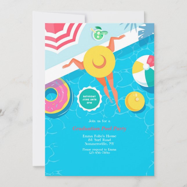 Invitación Fiesta de la piscina de verano (Anverso)