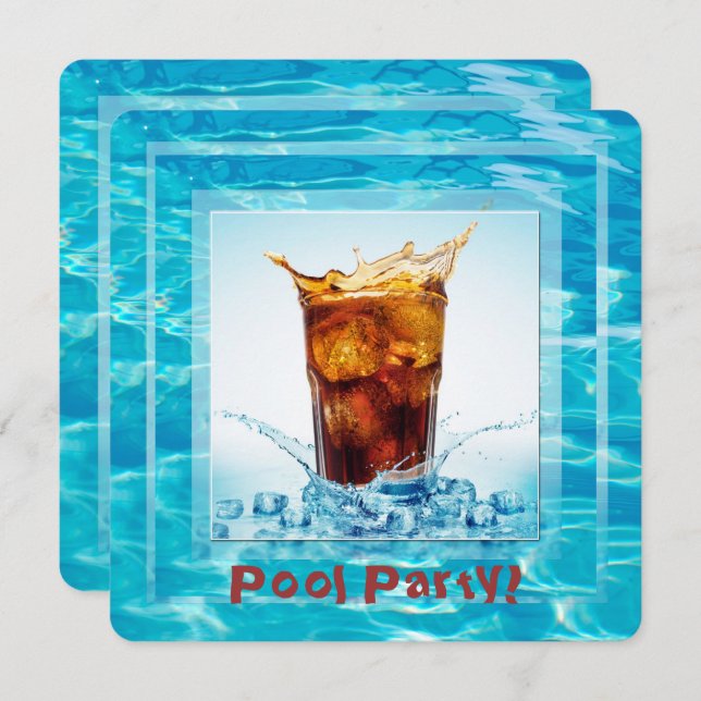 Invitación Fiesta de la piscina de verano (Anverso / Reverso)