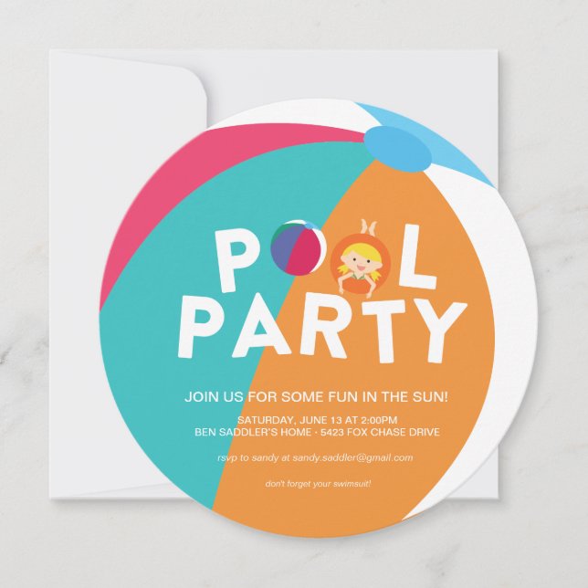 Invitación Fiesta de la piscina de verano (Anverso)