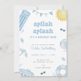 Invitación Fiesta de la piscina de verano azul de niño Invita