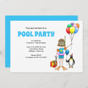 Invitación Fiesta de la piscina de verano Cumpleaños