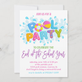 Invitación Fiesta de la piscina de verano, Fiesta de fin de a