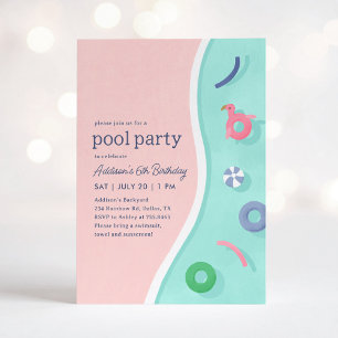 Invitación Fiesta de la piscina de verano moderna Cumpleaños