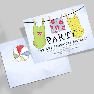 Invitación Fiesta de la piscina de verano Personalizado de na