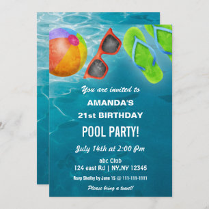 Invitación Fiesta de la piscina de verano rústica cumpleaños