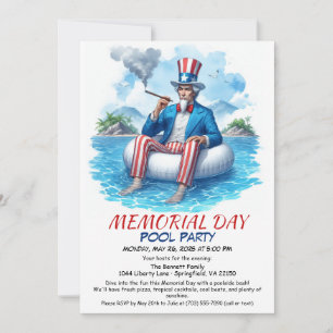 Invitación Fiesta de la piscina del día conmemorativo   Bash 