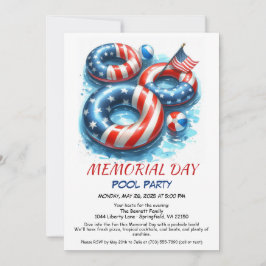 Invitación Fiesta de la piscina del día conmemorativo | Bash 