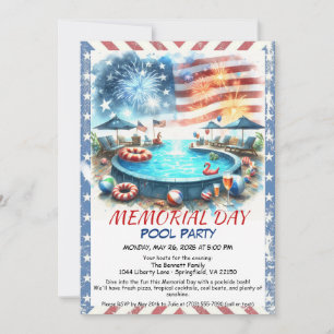 Invitación Fiesta de la piscina del día conmemorativo   Bash 