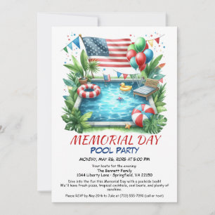 Invitación Fiesta de la piscina del día conmemorativo   Bash 