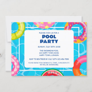 Invitación FIESTA DE LA PISCINA DEL personalizable